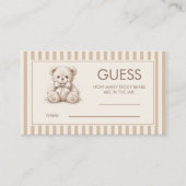 How Many Teddy Bears Brown Stipes Baby Shower Game 名刺 (正面)