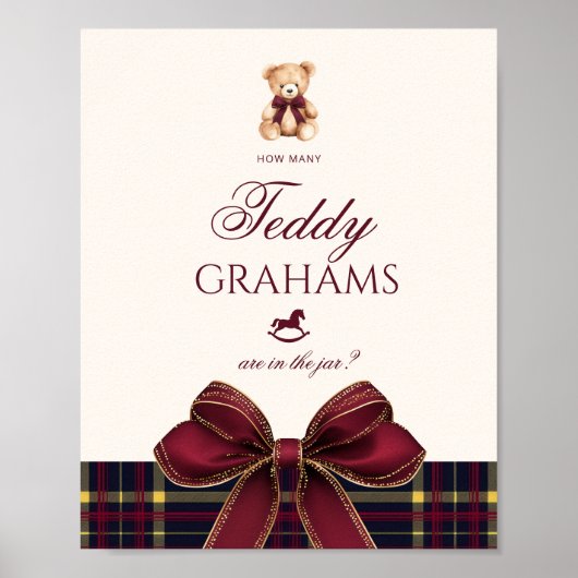 How many teddy grahams Teddy Bear Red Bow ポスター (正面)