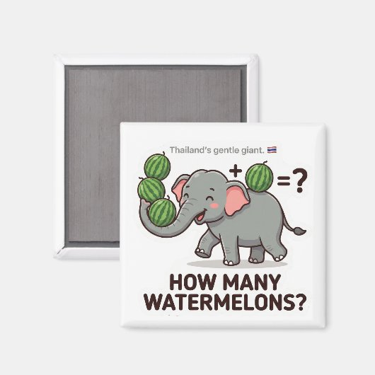 How Many Watermelons? Elephant Math Game マグネット (正面/裏面)