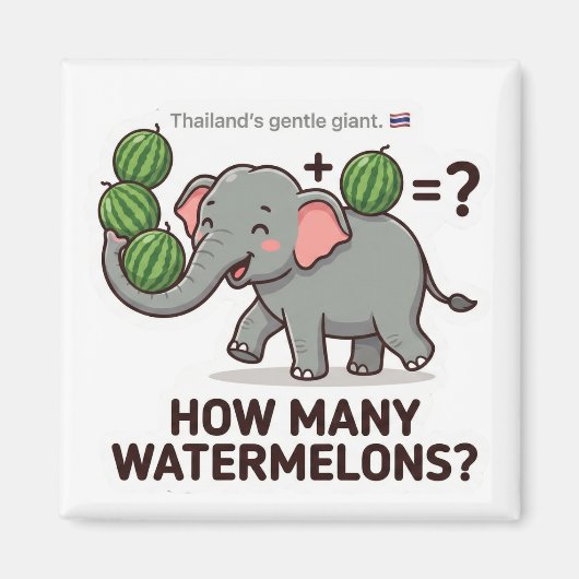 How Many Watermelons? Elephant Math Game マグネット (正面)