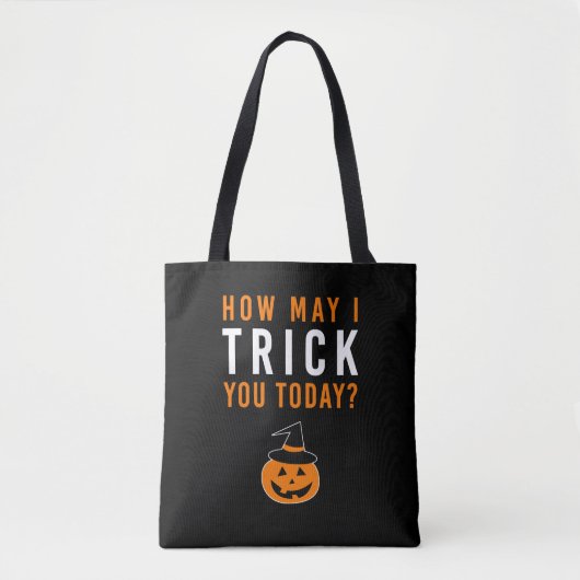 How May I TRICK You Today? Halloween Pumpkin Witch トートバッグ (正面)
