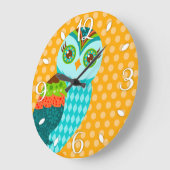 How Now Blue Owl Wall Clock ラージ壁時計 (傾斜)