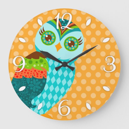 How Now Blue Owl Wall Clock ラージ壁時計 (正面)