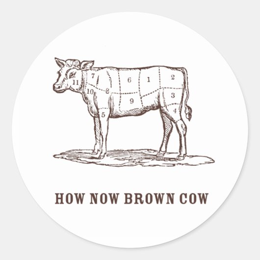 How Now Brown Cow Stickers ラウンドシール (正面)