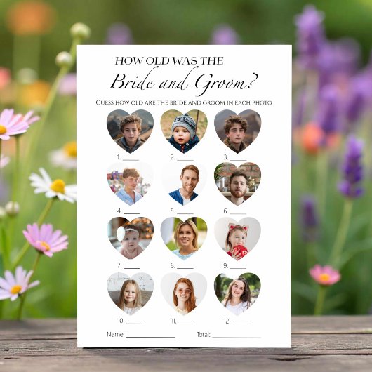 How Old Bride And Groomブライダルシャワーゲームカード 招待状