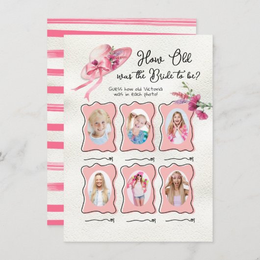 How Old was Brideダービーピンクハットブライダルゲーム 招待状 (正面/裏面)