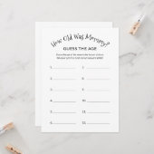 How Old Was Mommy Minimalist Baby Shower Game  カード (正面/裏面インサイチュ)