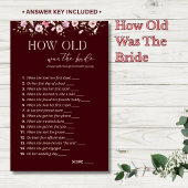 How Old Was the Bride Answer Key | Burgundy Floral