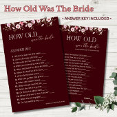 How Old Was the Bride Answer Key | Burgundy Floral