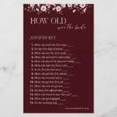 How Old Was the Bride Answer Key | Burgundy Floral (正面)