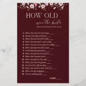 How Old Was the Bride Game | Burgundy Floral Game  (正面)