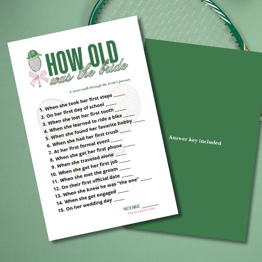 How Old Was the Bride Tennis Bridal Shower Game