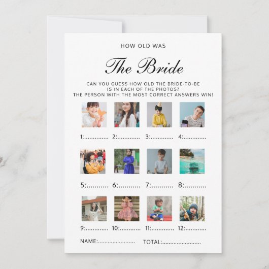 How Old Was The Bride Wedding Bridal Shower Game 招待状 (正面)