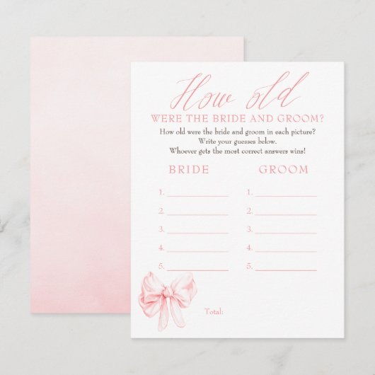 How Old Were The Bride And Groom Game Cards エンクロージャーカード (正面/裏面)