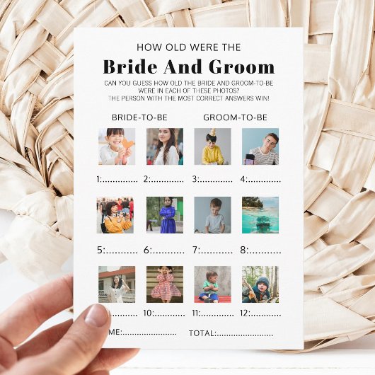 How Old Were The Bride & Groom Bridal Shower Game 招待状