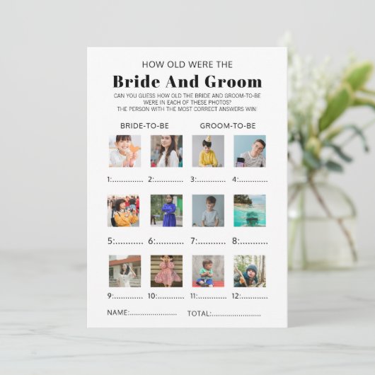 How Old Were The Bride & Groom Bridal Shower Game 招待状 (スタンド正面)