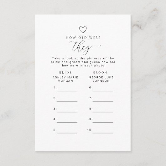 How Old Were They Printable Game Card 招待状 (正面)