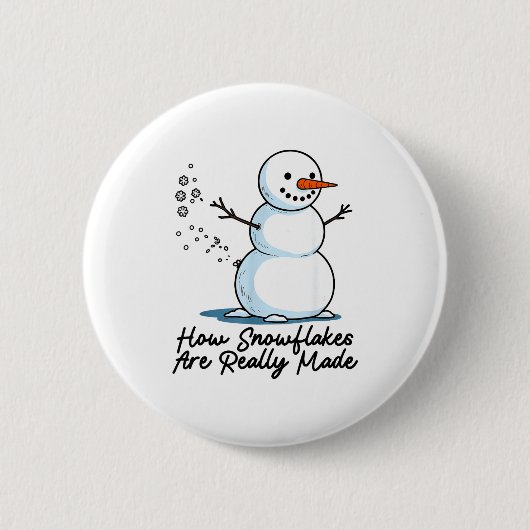 How Snowflakes Are Really Made Snowman Christmas J 缶バッジ (正面)