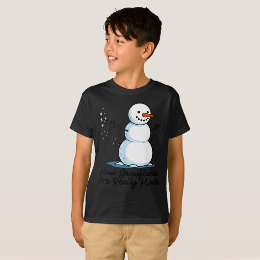 How Snowflakes Are Really Made Snowman Christmas J Tシャツ (正面フル)