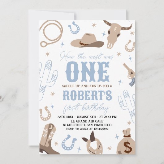 How the West Was One 1st Birthday Invite 招待状 (正面)