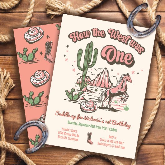 How the West was One Cowgirl Birthday 招待状