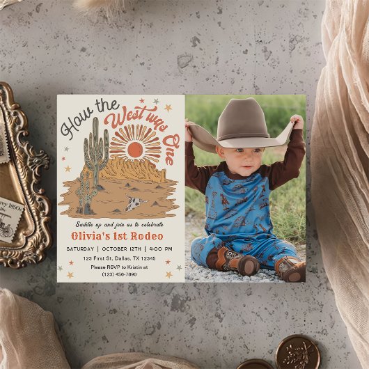 How The West Was One My First Rodeo誕生日写真 招待状