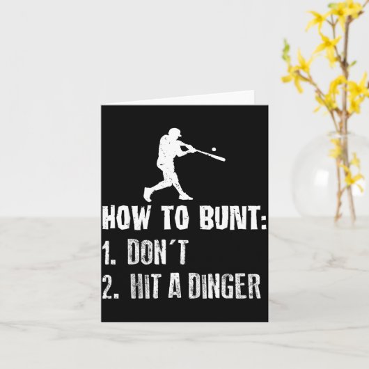 How To Bunt Don't Hit A Dinger Funny Baseball  カード (黄色い花)