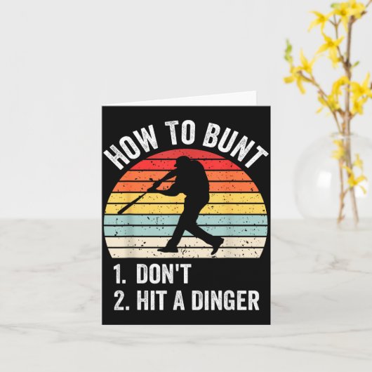 How To Bunt Don't Hit A Dinger Funny Baseball Play カード (黄色い花)