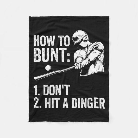 How To Bunt Don't Hit A Dinger Funny Baseball Play フリースブランケット (正面)