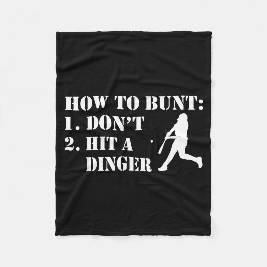How To Bunt Don't Hit A Dinger Funny Baseball Soft フリースブランケット (正面)