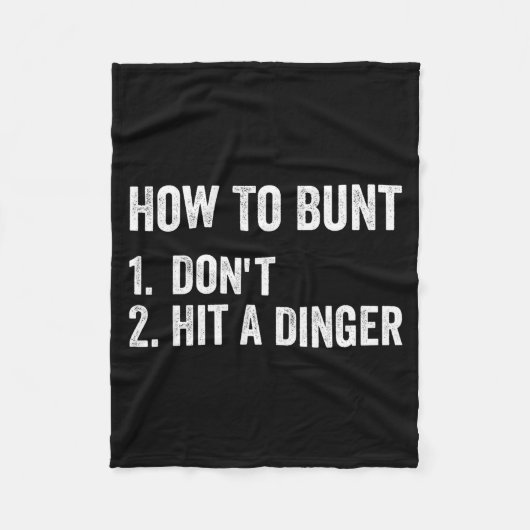 How To Bunt Don't Hit A Dinger Funny Baseball Soft フリースブランケット (正面)