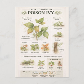 How to Identify Poison Ivy – Educational Botanical ポストカード