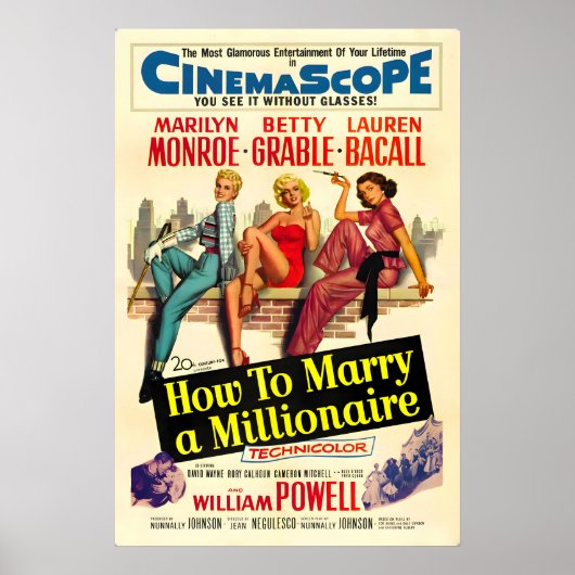How to Marry a Millionaire Retro Marilyn Monroe ポスター (正面)