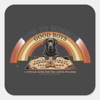How to Summon Good Boys - Vintage Retro Dog Art スクエアシール
