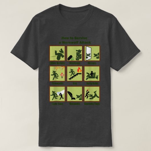 How To Survive A Werewolf Attack Funny Apparel  Tシャツ (デザイン正面)