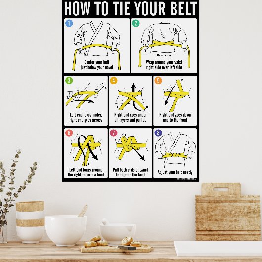 How to Tie Your Karate Belt Instruction Poster ポスター (キッチン)