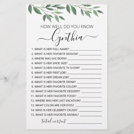 How well do you know the Birthday Girl (正面)