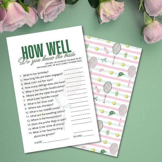 How Well Do You Know the Bride Tennis Bridal Game