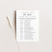 How Well Does the Bride Know Her Groom Game 招待状