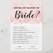 How well know the Bride Pink Lace Bridal Game (正面)