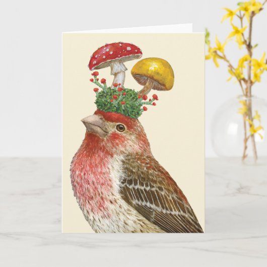 Howard with Mushrooms Folded Greeting Card カード (黄色い花)
