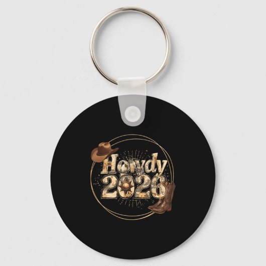 Howdy 2026 New Year Hello 2026 Western New Year  キーホルダー (正面)
