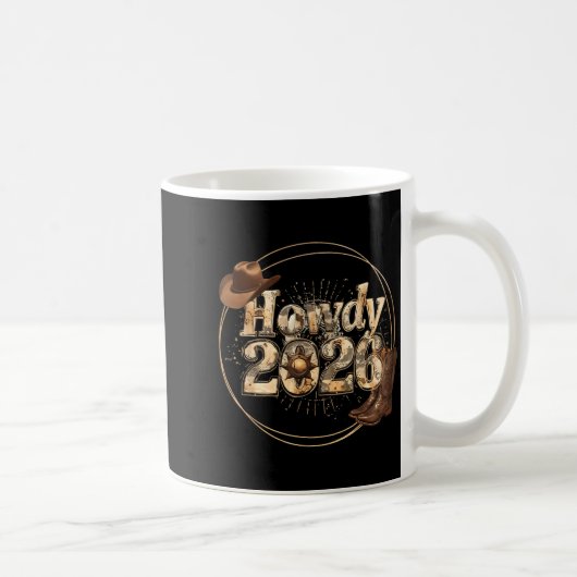 Howdy 2026 New Year Hello 2026 Western New Year  コーヒーマグカップ (右)