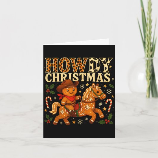 Howdy Christmas Cowboy Gingerbread Design  カード (正面)