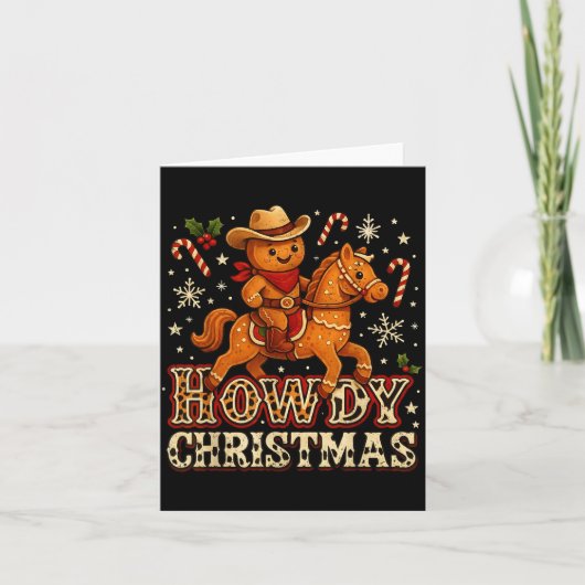 Howdy Christmas Cowboy Gingerbread Design  カード (正面)