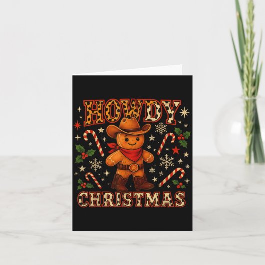 Howdy Christmas Cowboy Gingerbread Design  カード (正面)