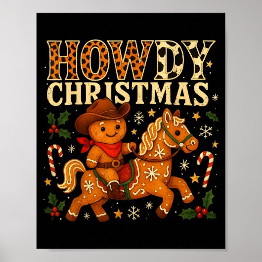 Howdy Christmas Cowboy Gingerbread Design  ポスター (正面)