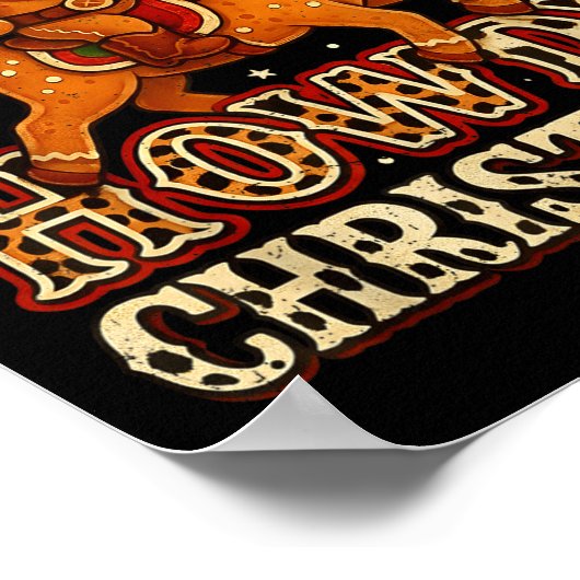 Howdy Christmas Cowboy Gingerbread Design  ポスター (角)