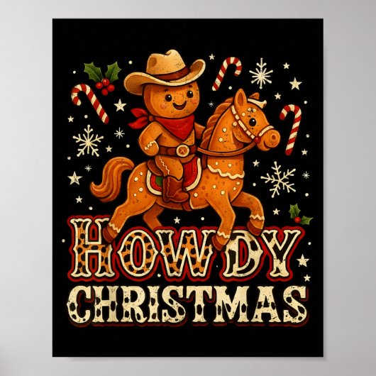 Howdy Christmas Cowboy Gingerbread Design  ポスター (正面)