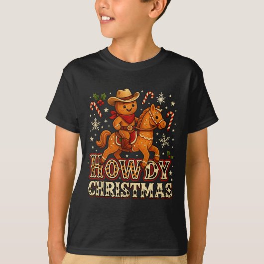 Howdy Christmas Cowboy Gingerbread Design  Tシャツ (正面)